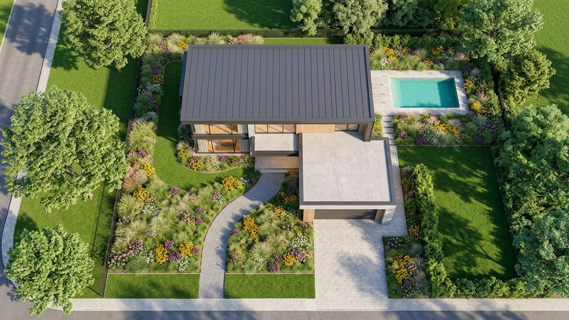 Prairie Home Designs design concept visualisation photo modern home and garden landscaping. Images Created by www.TinyHome-Revolution.com