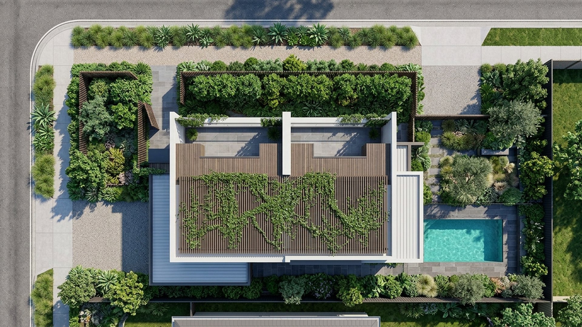 Privacy Home Designs design concept visualisation photo modern home and garden landscaping. Images Created by www.TinyHome-Revolution.com