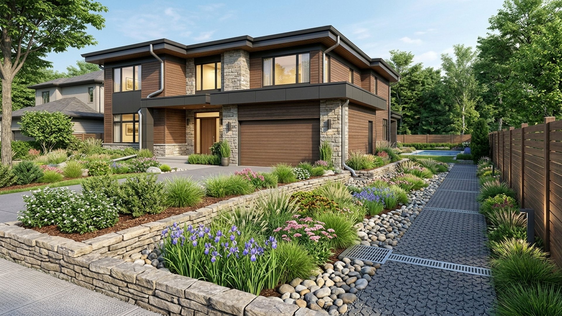 Rain Garden Designs design concept visualisation photo modern home and garden landscaping. Images Created by www.TinyHome-Revolution.com