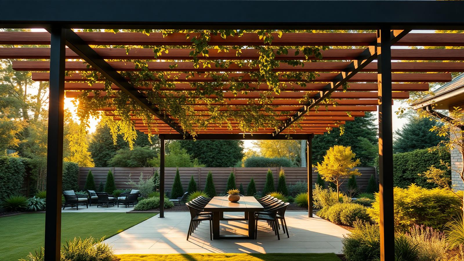 Shade 01 Pergola Designs design concept visualisation photo modern home and garden. Images Created by www.TinyHome-Revolution.com