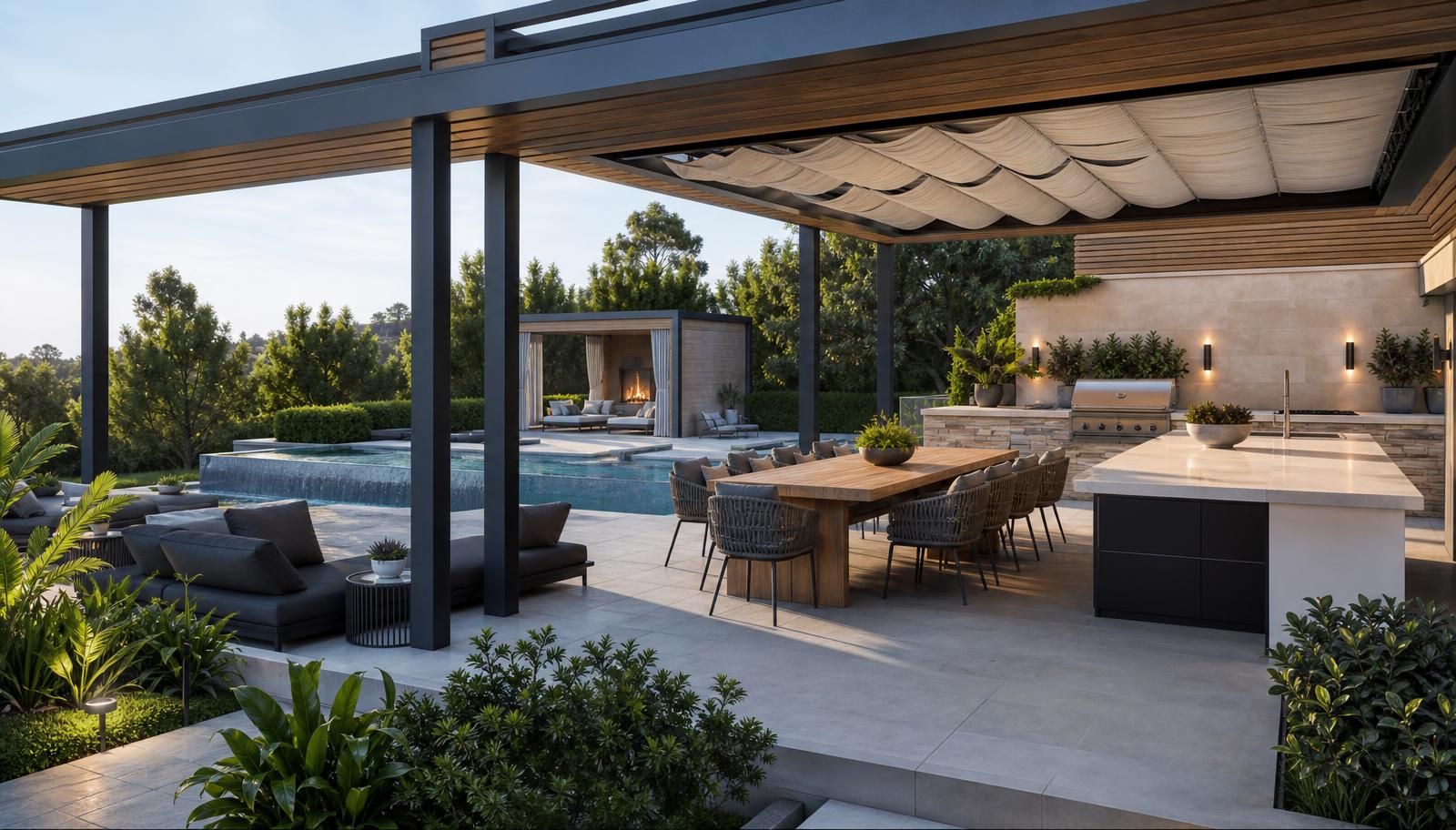 Shade 03 Pergola Designs design concept visualisation photo modern home and garden. Images Created by www.TinyHome-Revolution.com