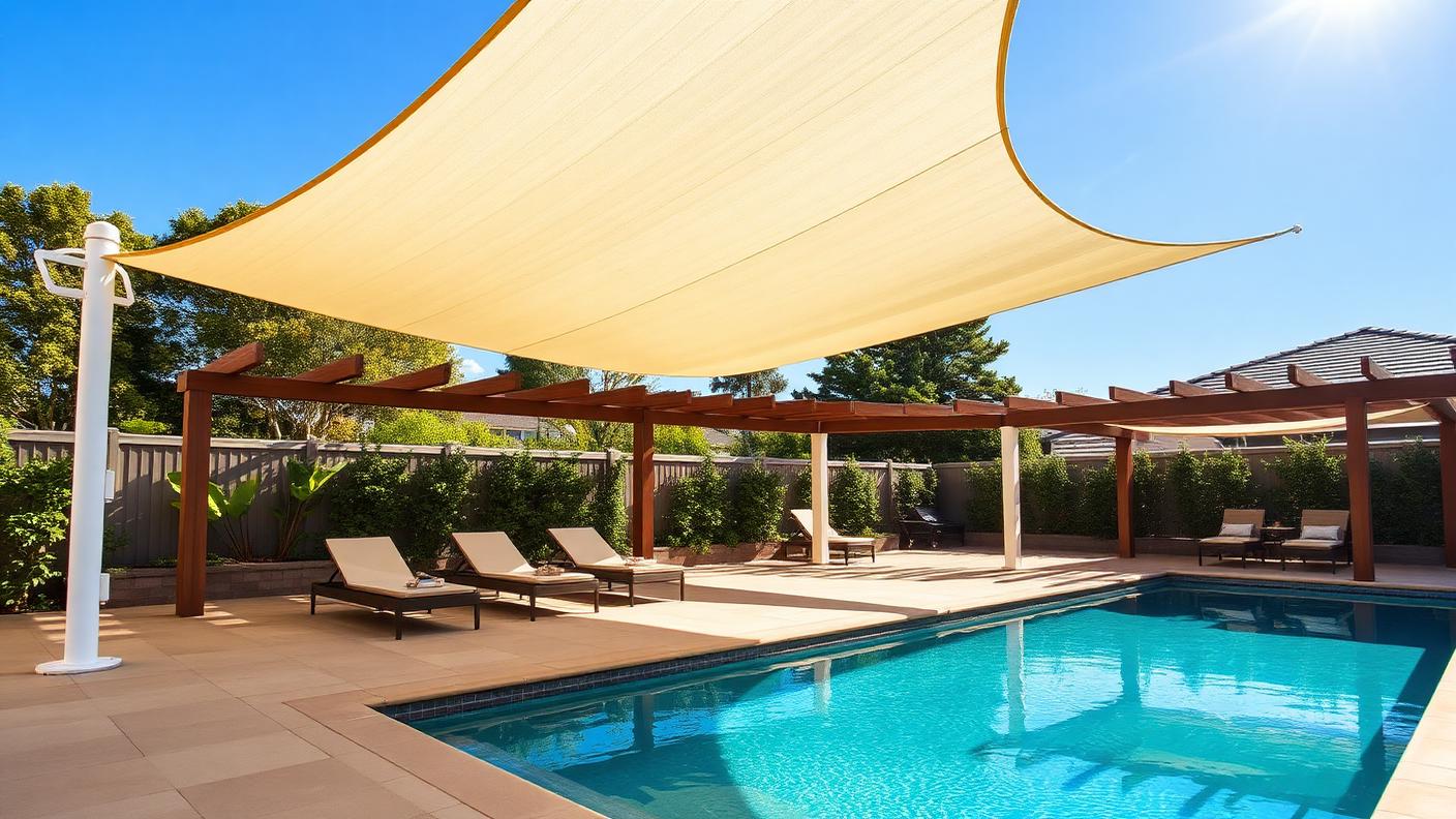 Shade Pool Designs design concept visualisation photo modern home and garden landscaping. Images Created by www.TinyHome-Revolution.com