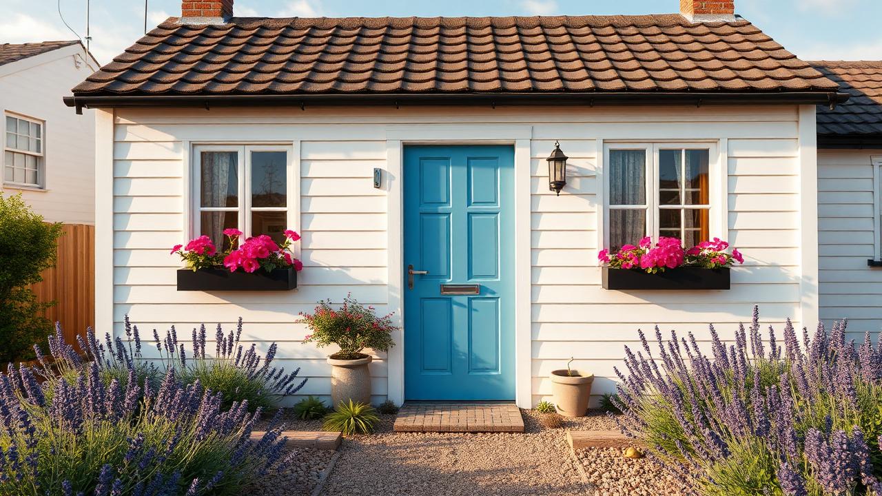 Design 03 Whitewashed lane cottage tiny home design modern home and garden. Images Created by www.TinyHome-Revolution.com