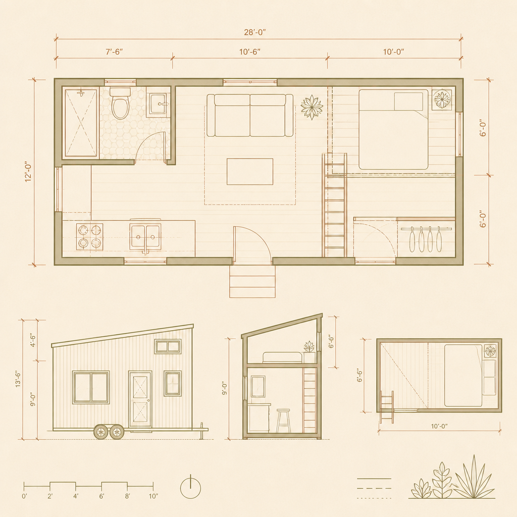 Tiny Home Designs design concept visualisation photo modern home and garden landscaping. Images Created by www.TinyHome-Revolution.com