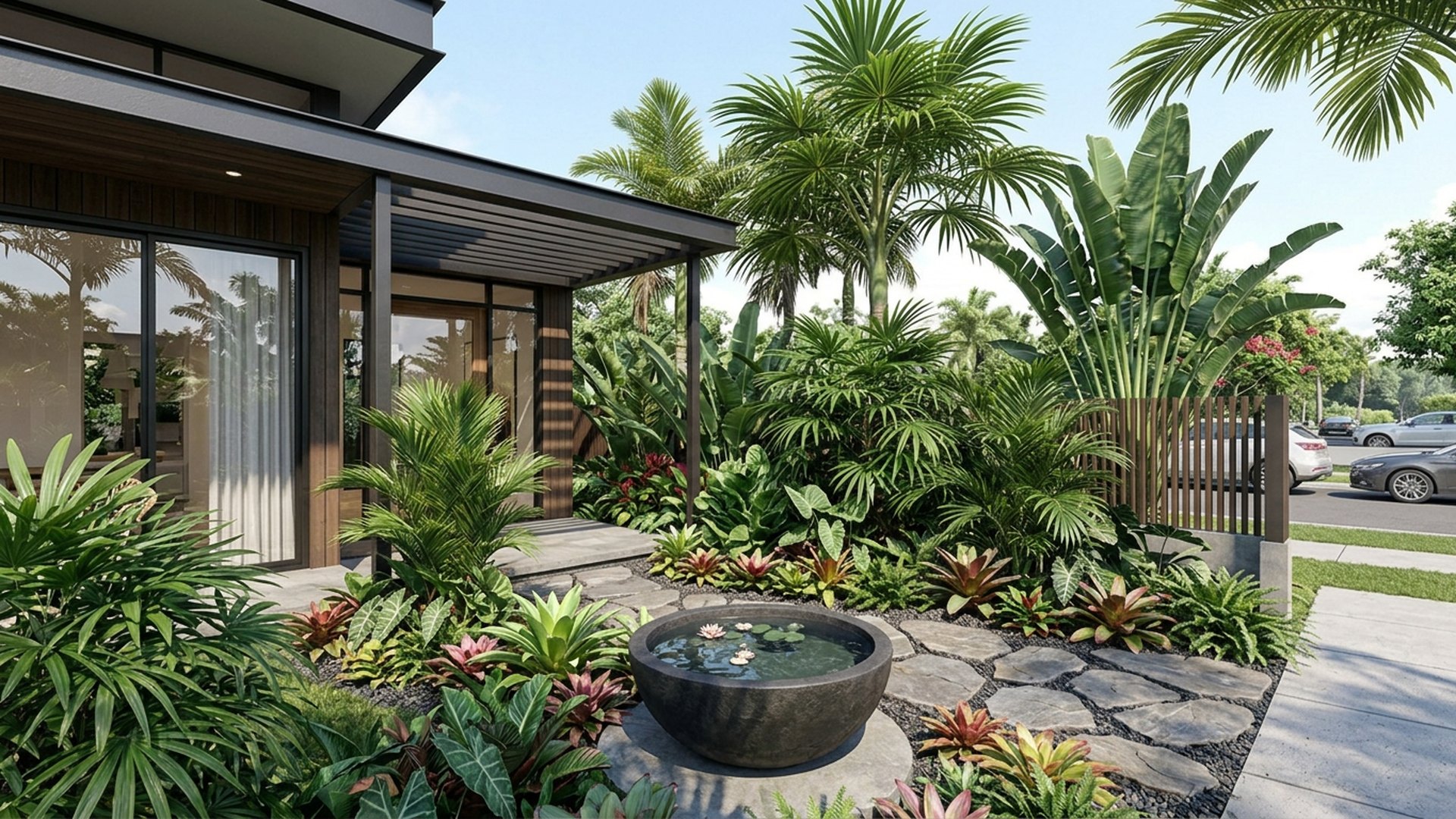 Tropical Home Designs design concept visualisation photo modern home and garden landscaping. Images Created by www.TinyHome-Revolution.com