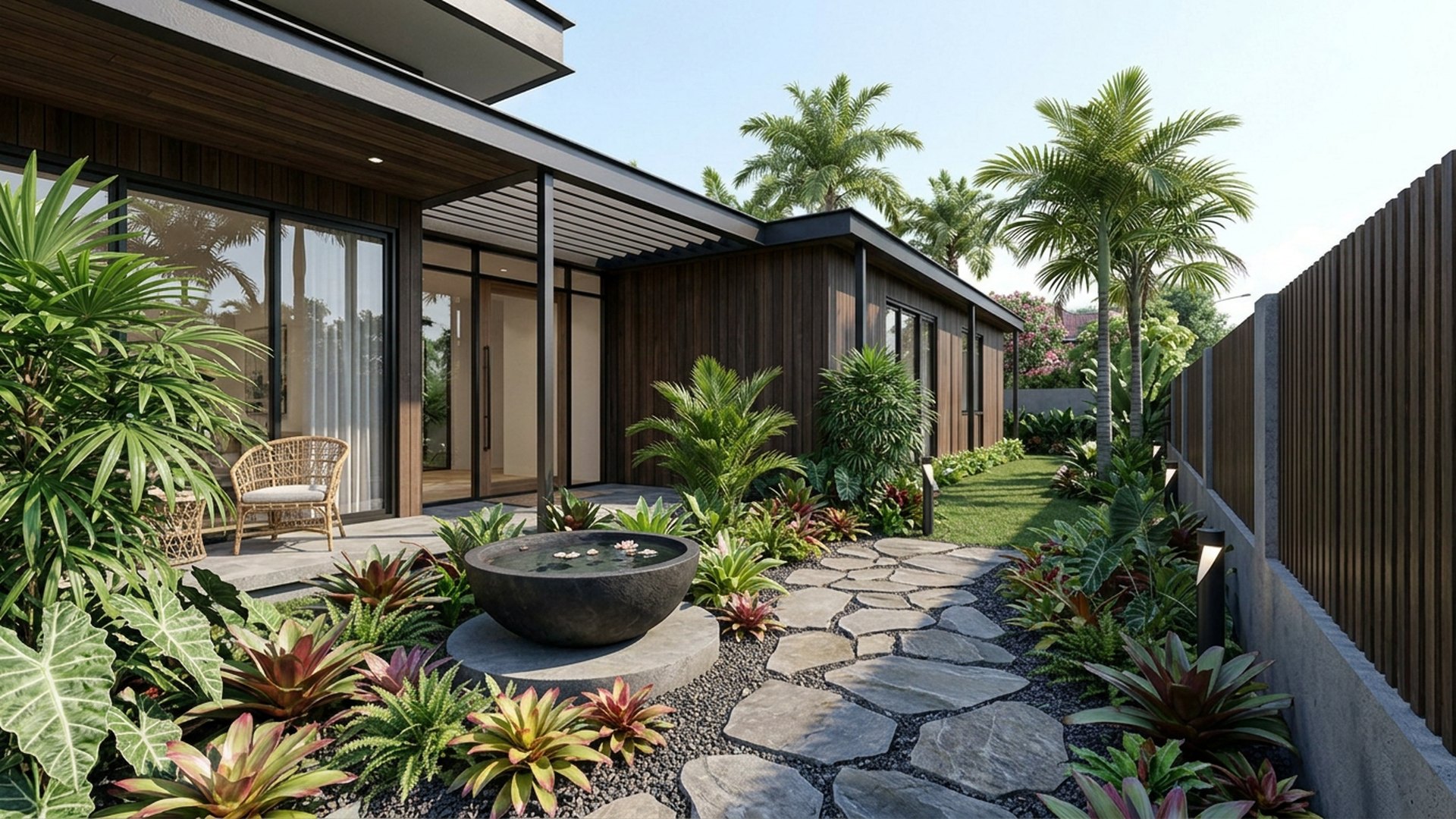 Tropical Home Designs design concept visualisation photo modern home and garden landscaping. Images Created by www.TinyHome-Revolution.com