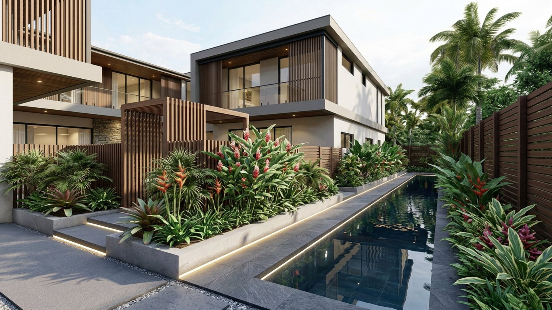 Tropical Home Designs design concept visualisation photo modern home and garden landscaping. Images Created by www.TinyHome-Revolution.com