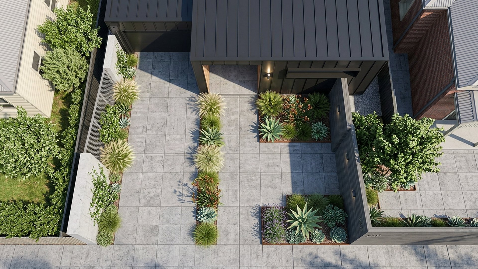 Zero Home Designs design concept visualisation photo modern home and garden landscaping. Images Created by www.TinyHome-Revolution.com